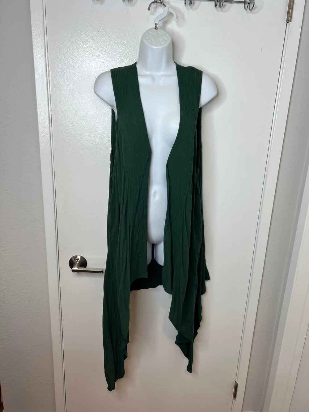 VTG Splash Wearable Art Women's Asymmetric Duster Vest Dark Green ~ One Size